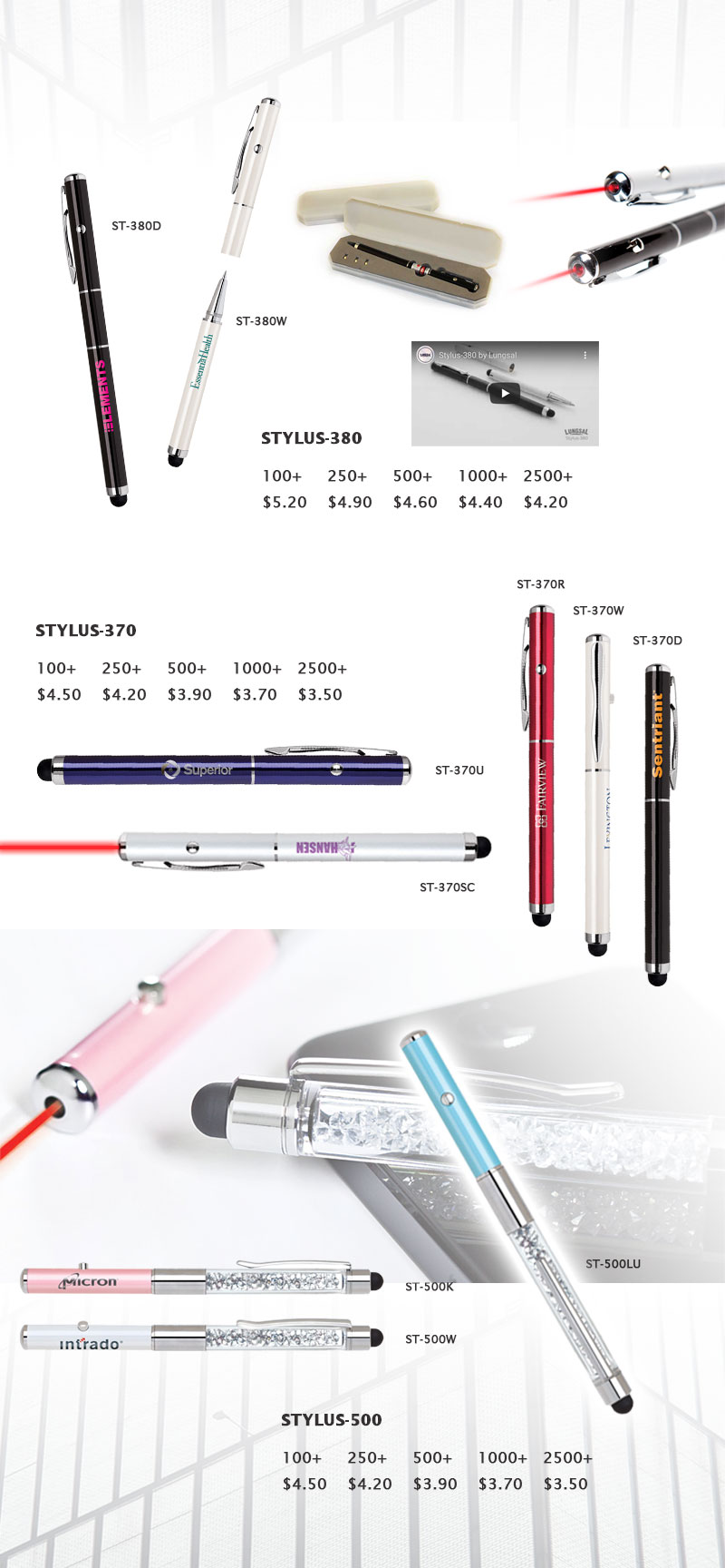 Lungsal's Laser Pointer Stylus Pens